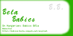 bela babics business card